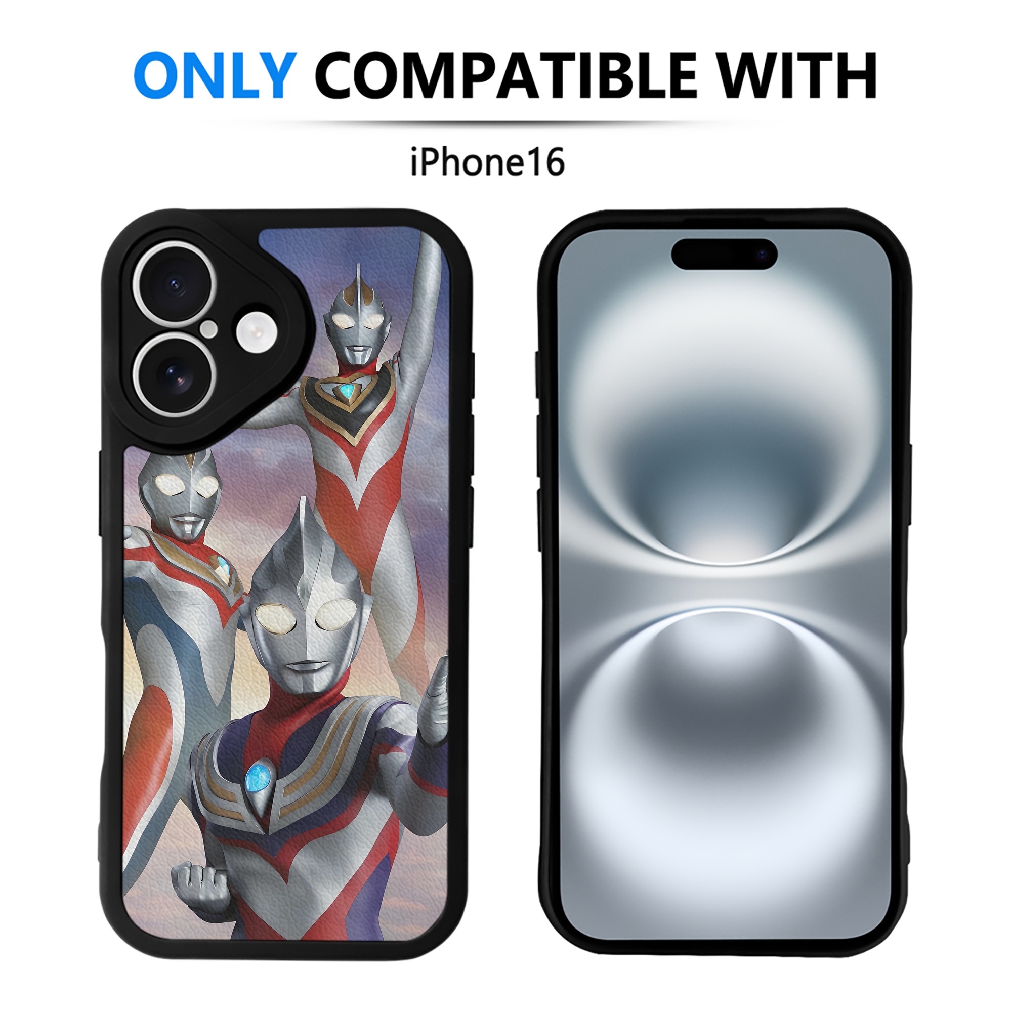 （画像用） ウルトラマン Ultraman 【iPhone 16シリーズ対応】シリコンスマホケース（レザー調） 材質：シリコン